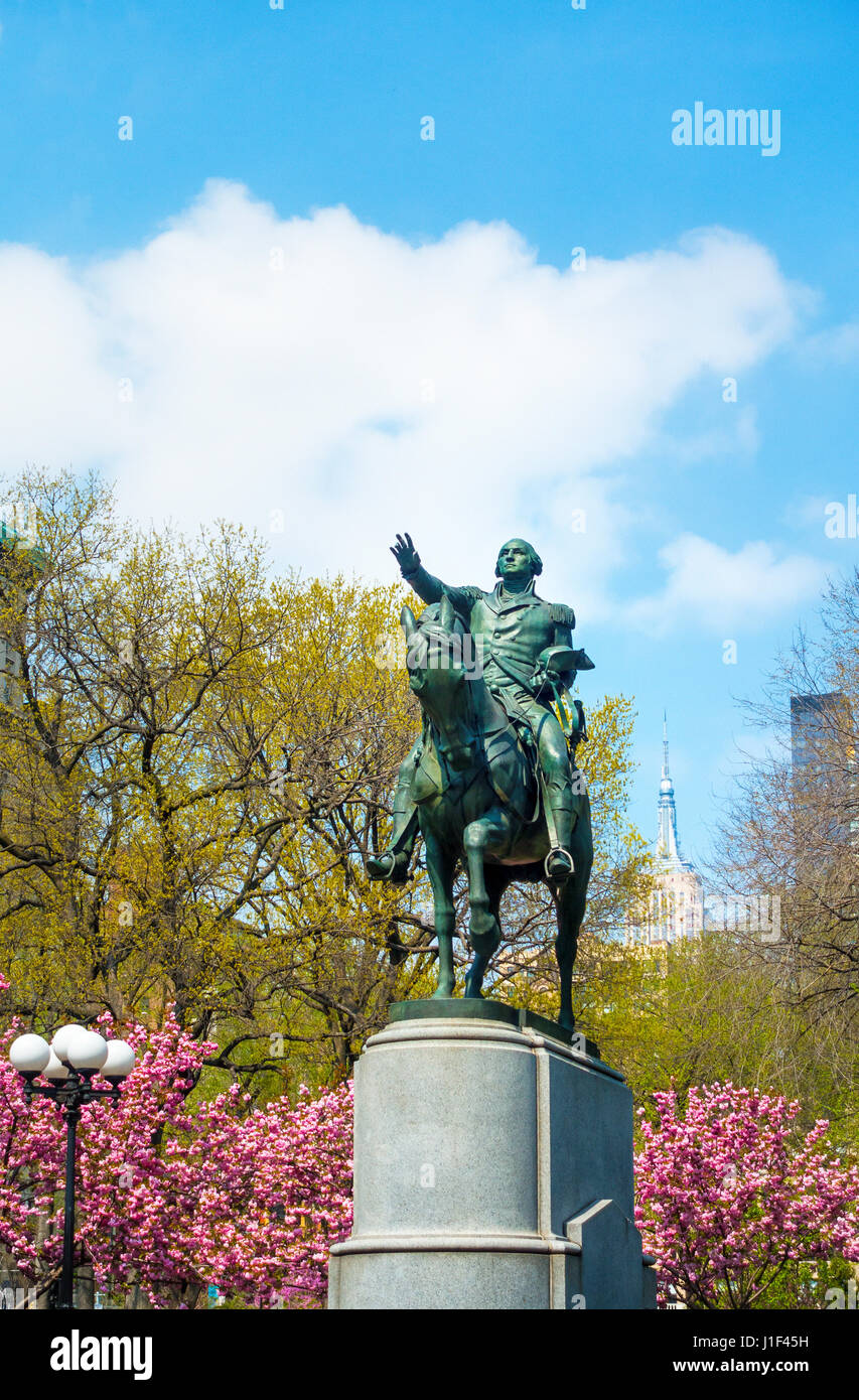 George Washington on a horse statue in Union Square, New York City Stock Photo