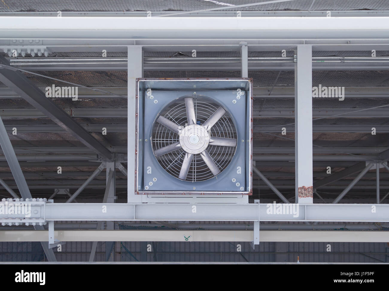 Fan on steel structure for ventilation system and air conditioner system of  industrial building Stock Photo - Alamy