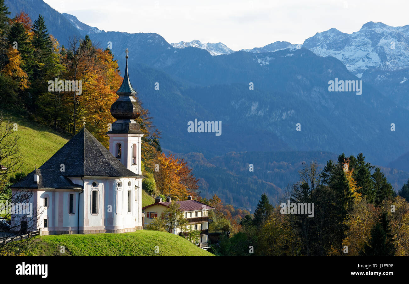 Church of the Virgin Mary, Berchtesgaden, Berchtesgadener Land District, Upper Bavaria, Bavaria, Germany Stock Photo