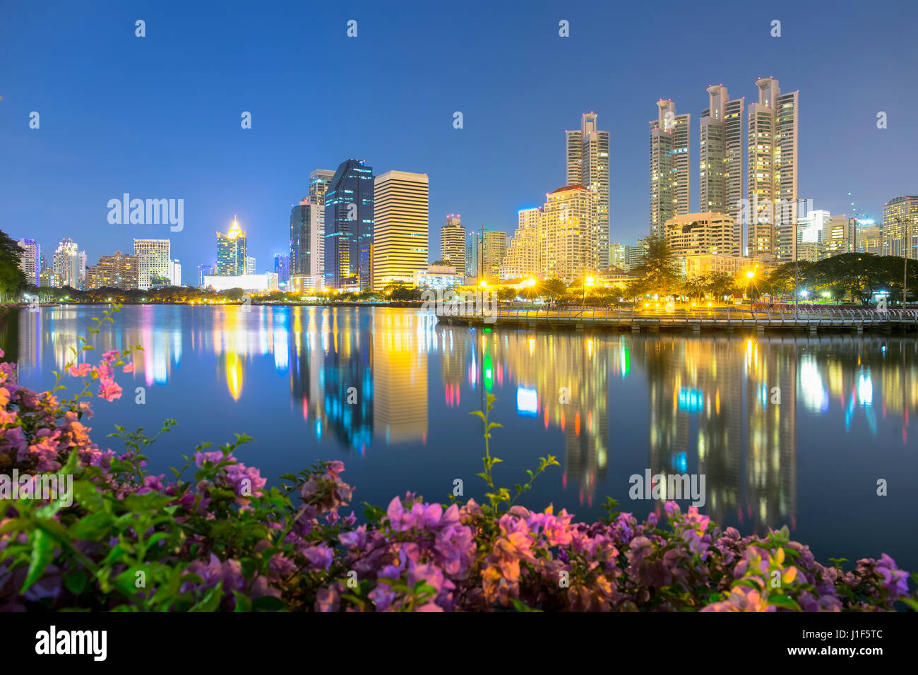 Bangkok city of Thailand reflect in water at twilight Stock Photo - Alamy