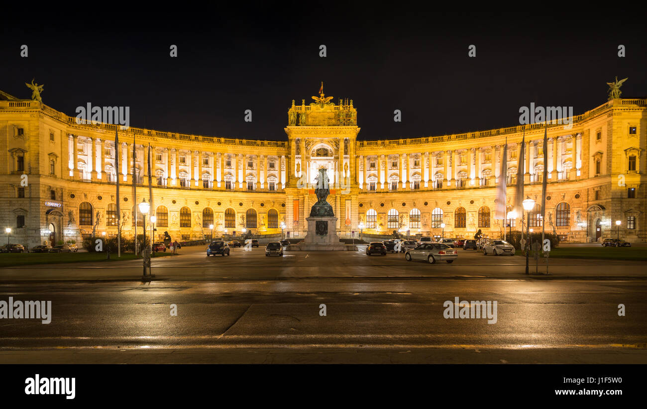 Neue Burg, Hofburg Imperial Palace by night, Vienna, Austria Stock Photo