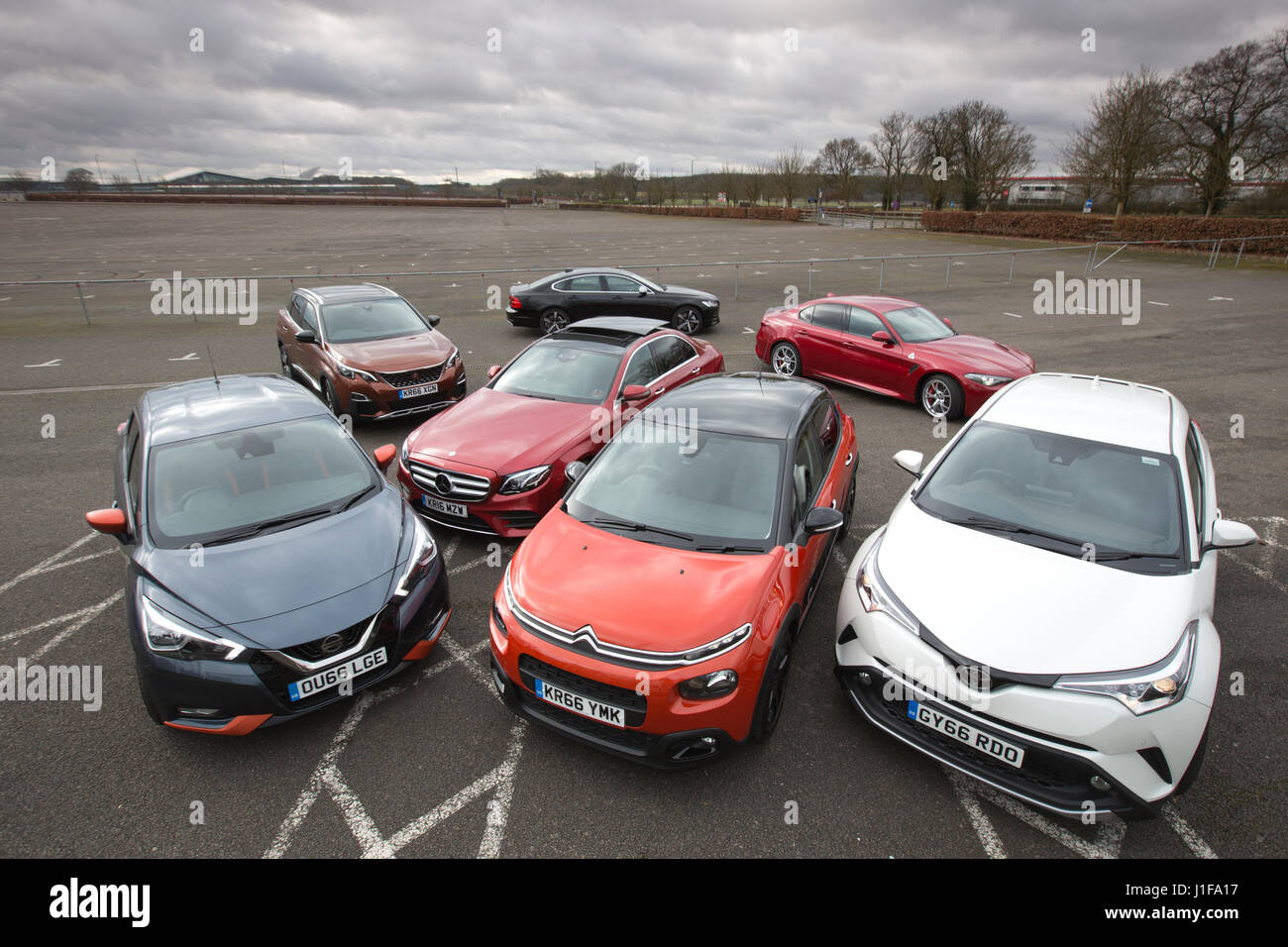 European Car of the Year 2017 seven shortlisted cars photographed at Silverstone, Northants, England, UK Stock Photo