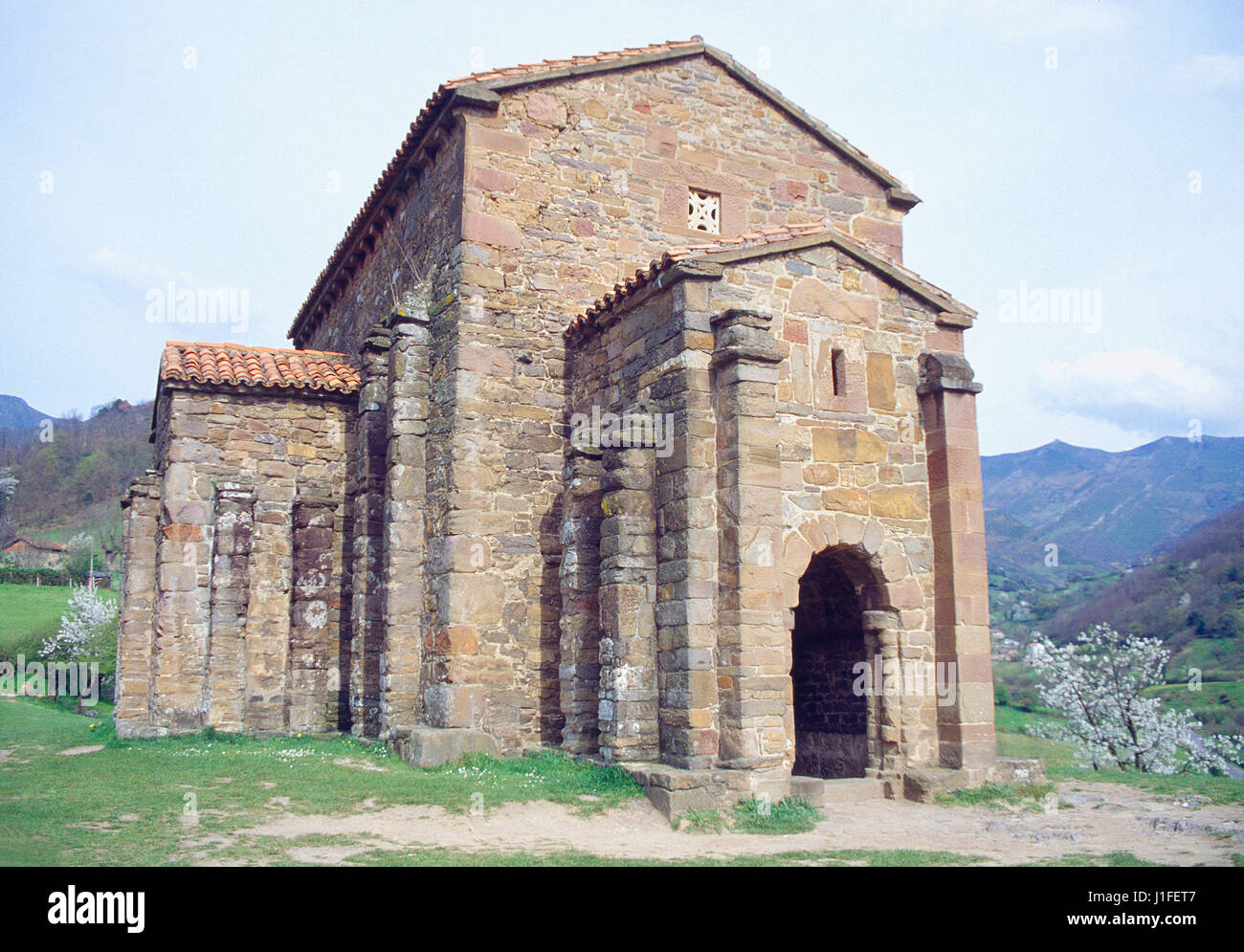 Santa Cristina de Lena church. Pola de Lena, Asturias, Spain. Stock Photo