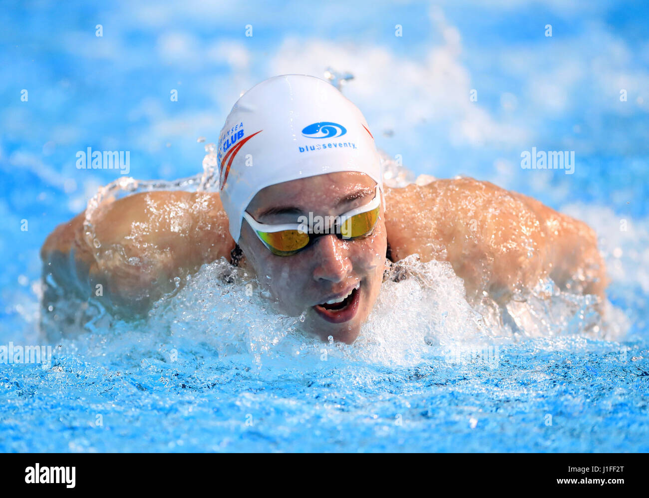 Alys Thomas competes in the Women's Open 200m Butterfly during day three of the 2017 British Swimming Championships at Ponds Forge, Sheffield. Stock Photo