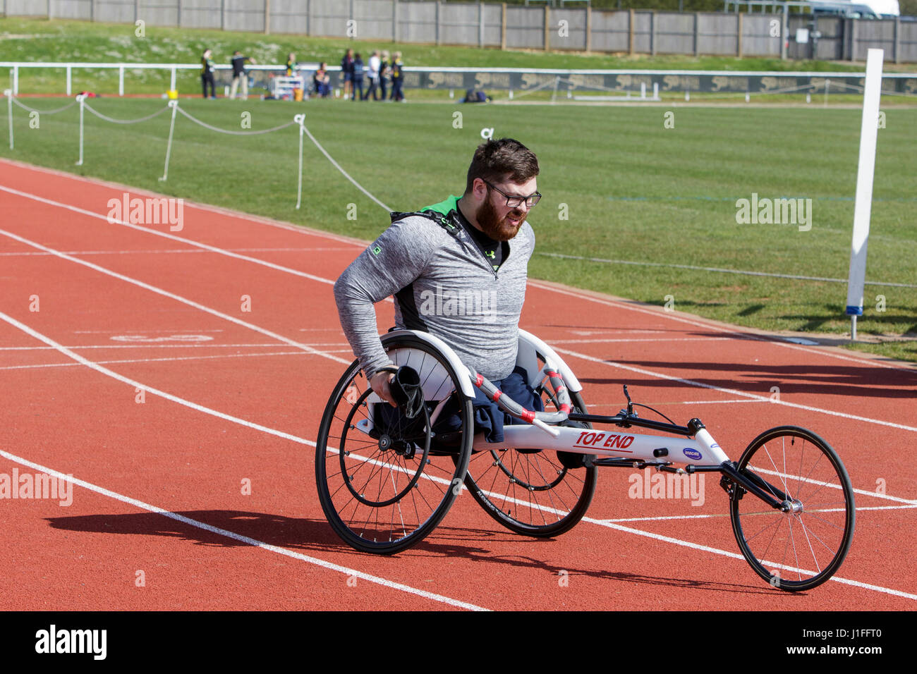 An athlete is pictured at the University of Bath Sports Training Village as he takes part in the UK team trials for the 2017 Invictus Games. Stock Photo