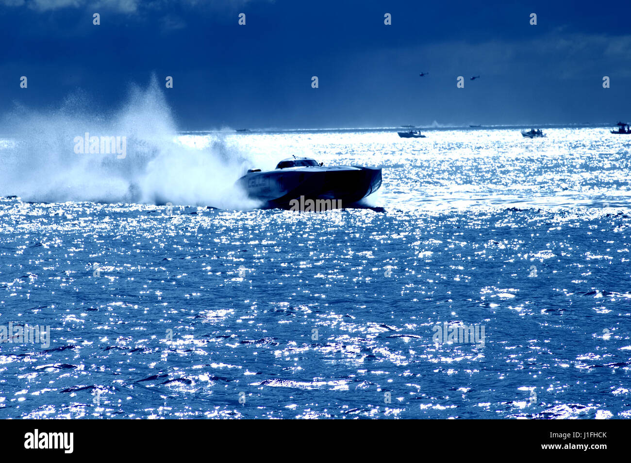 off shore power boat racing Stock Photo