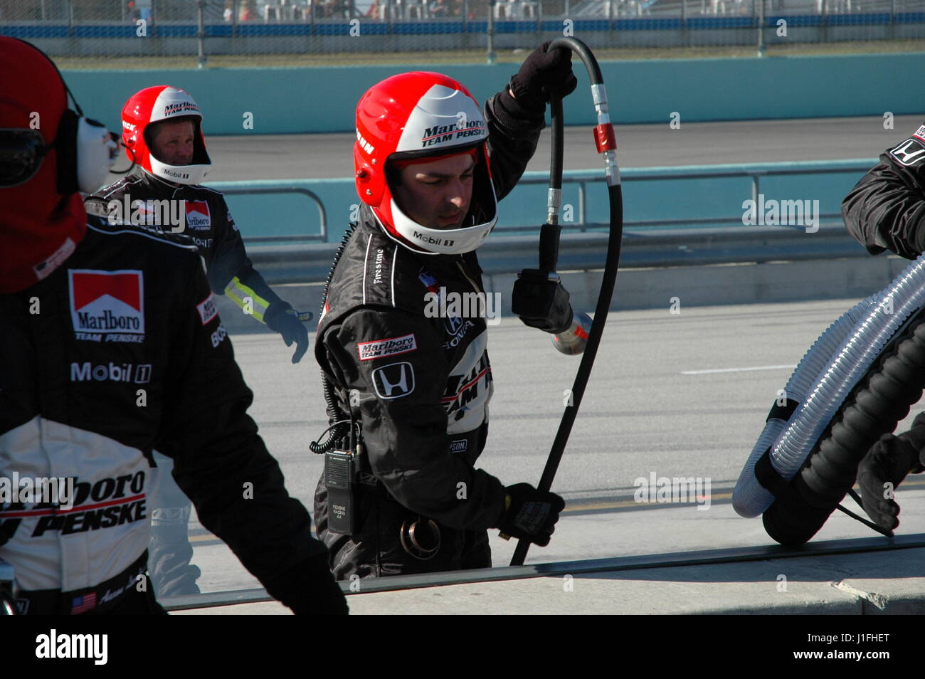 Indy racing Miami Homestead Speedway  USA crew on pit lane Stock Photo
