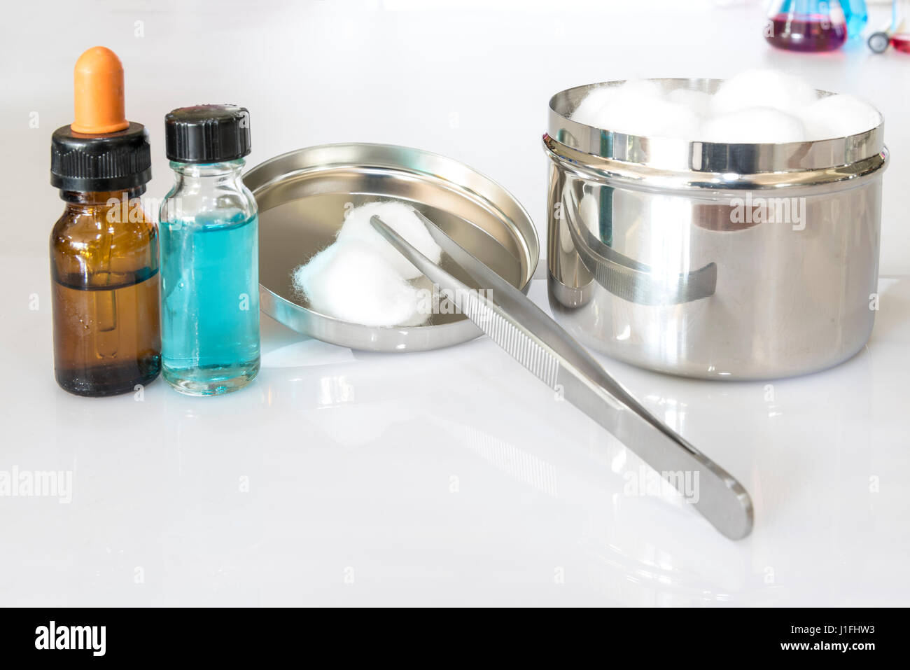 Tampon and medical tools, health care and medical concept Stock Photo