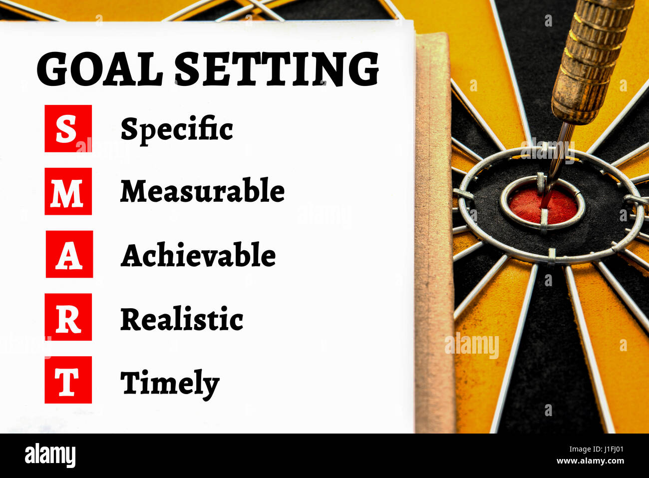 Words goal setting and smart with dart target arrow on the center of