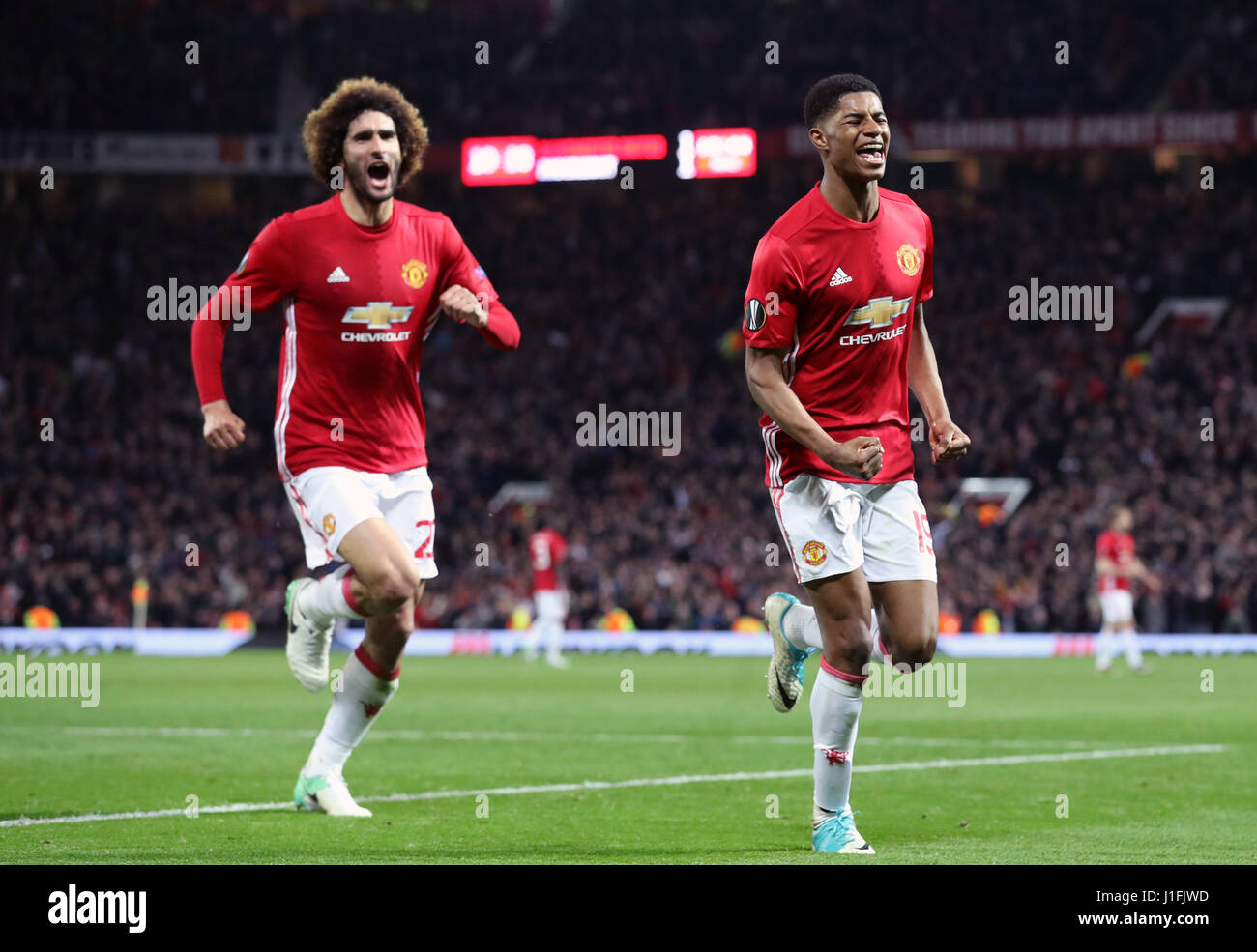 Marcus Rashford Side Manchester United's Marcus Rashford (right) celebrates scoring his side ...