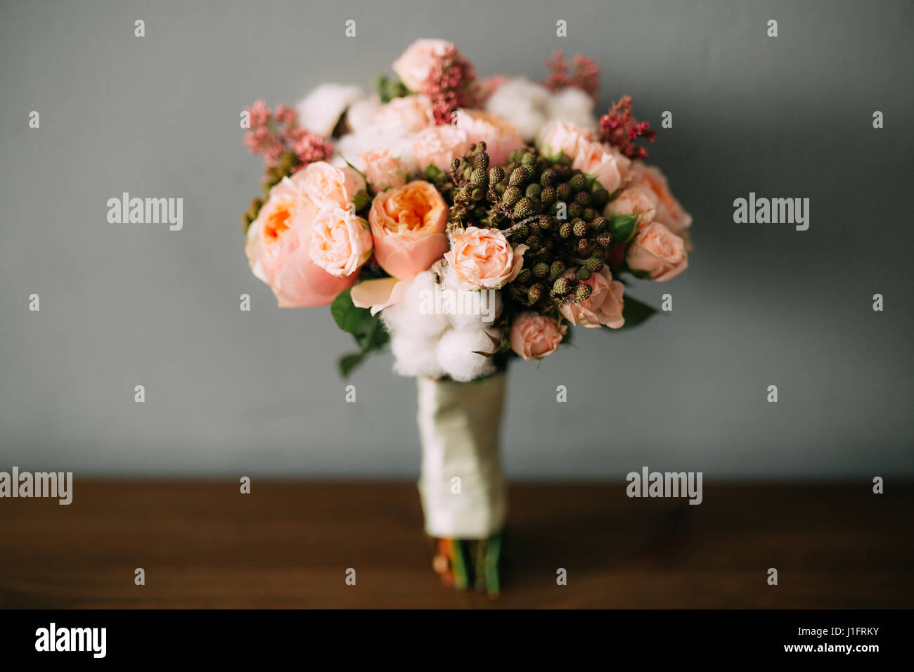 Wedding bouquet on a table Stock Photo - Alamy