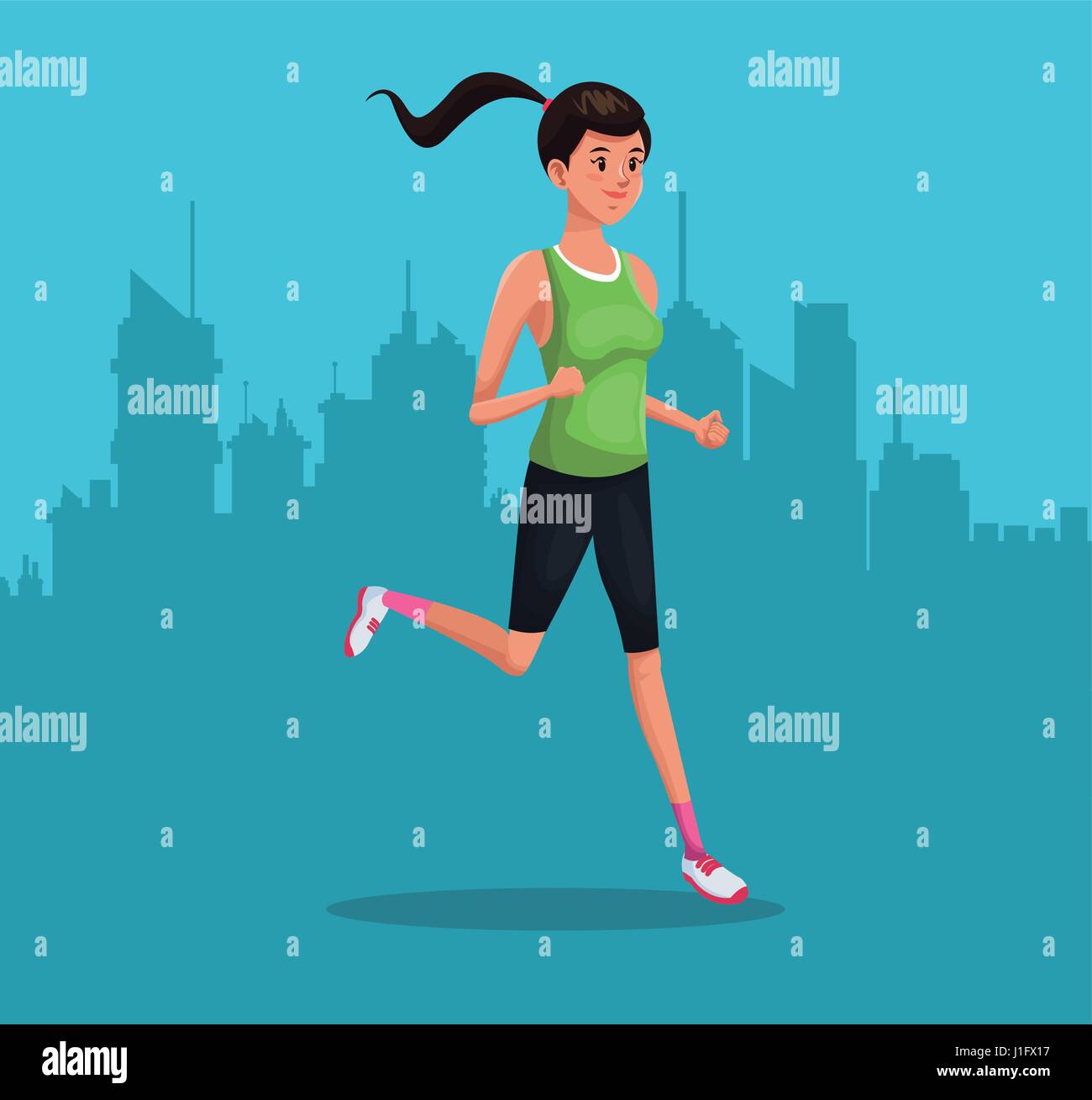 woman sports running training urban background Stock Vector Image & Art ...