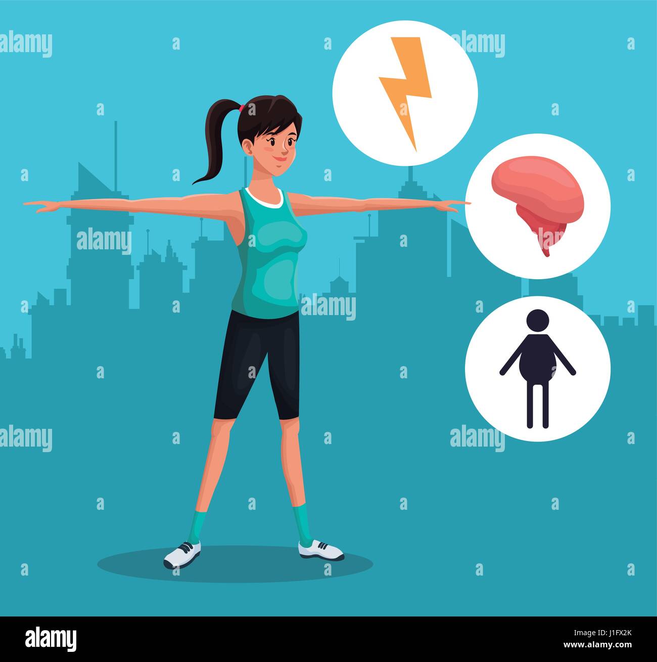 woman sports exercise healthy urban background Stock Vector Image & Art ...