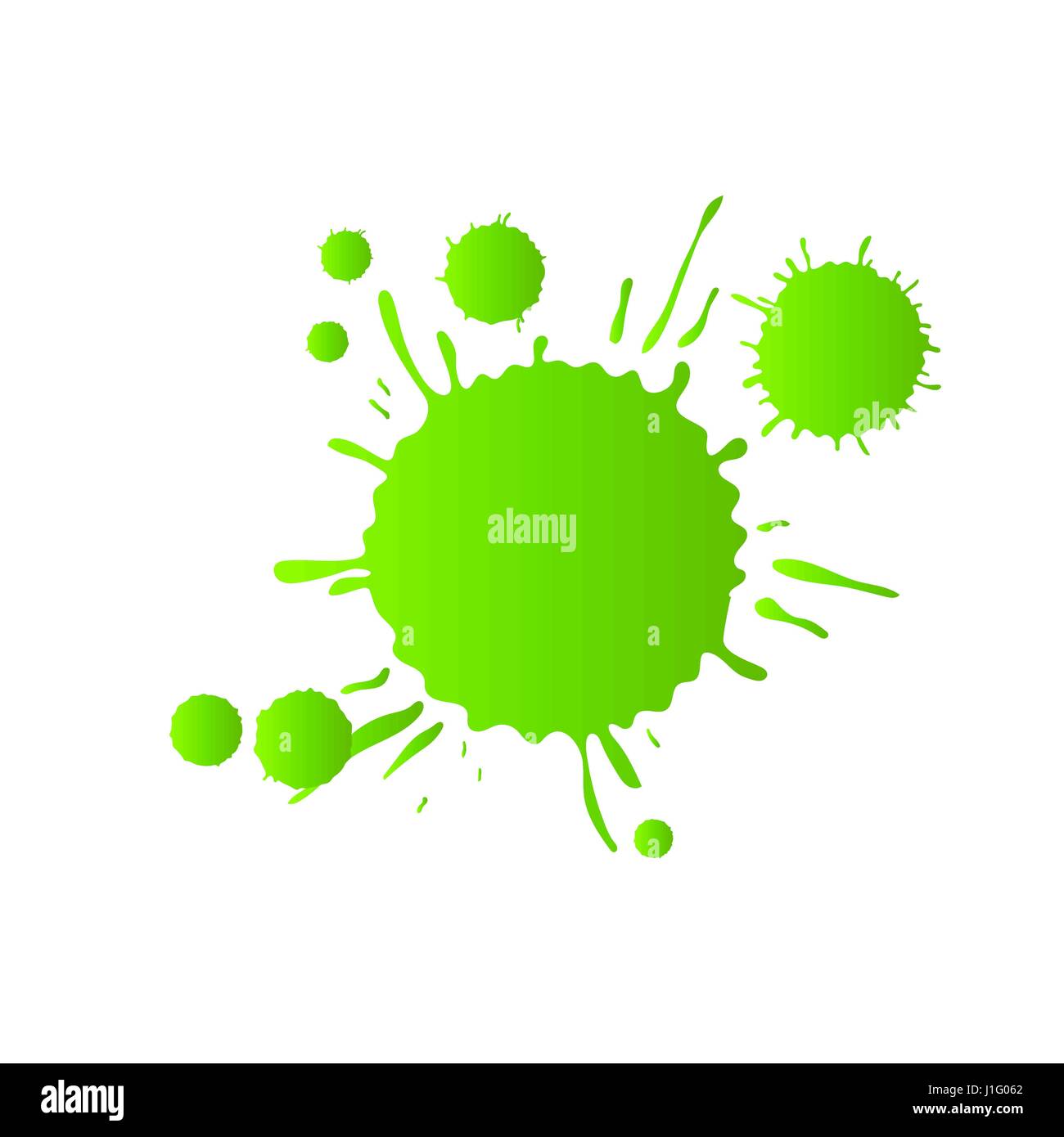 Green vivid vector watercolor paint drops on white Stock Vector