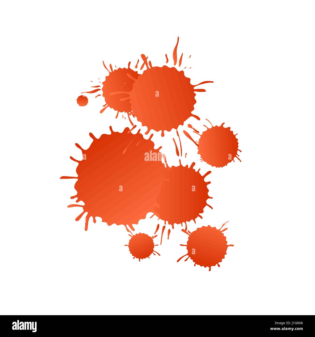 Red vivid vector watercolor paint drops on white Stock Vector