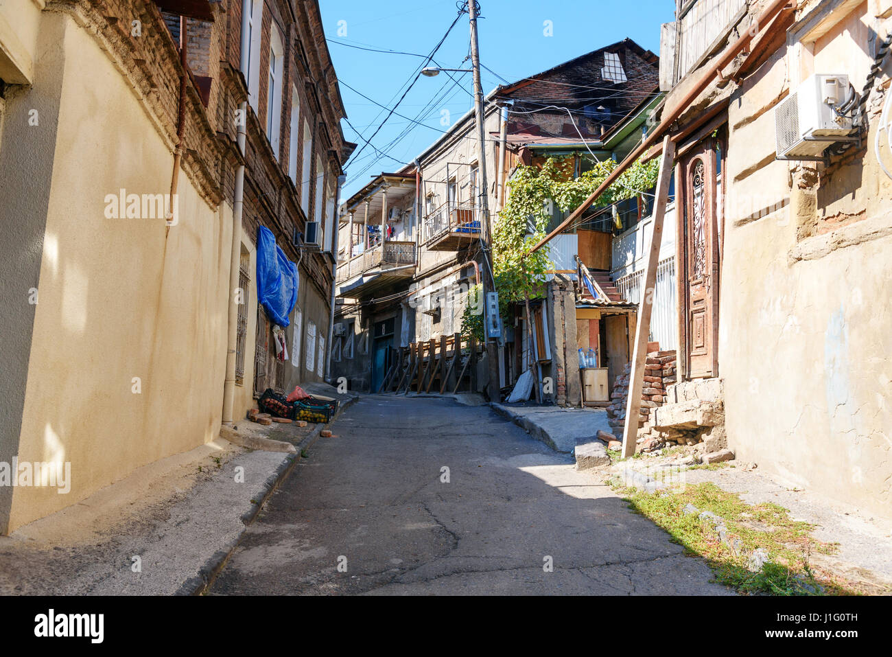 View of narrow street in Old city. Tbilisi, Georgia Stock Photo