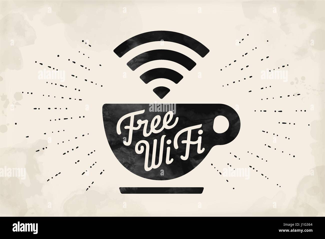Poster with cup of coffee and text Free WiFi Stock Vector