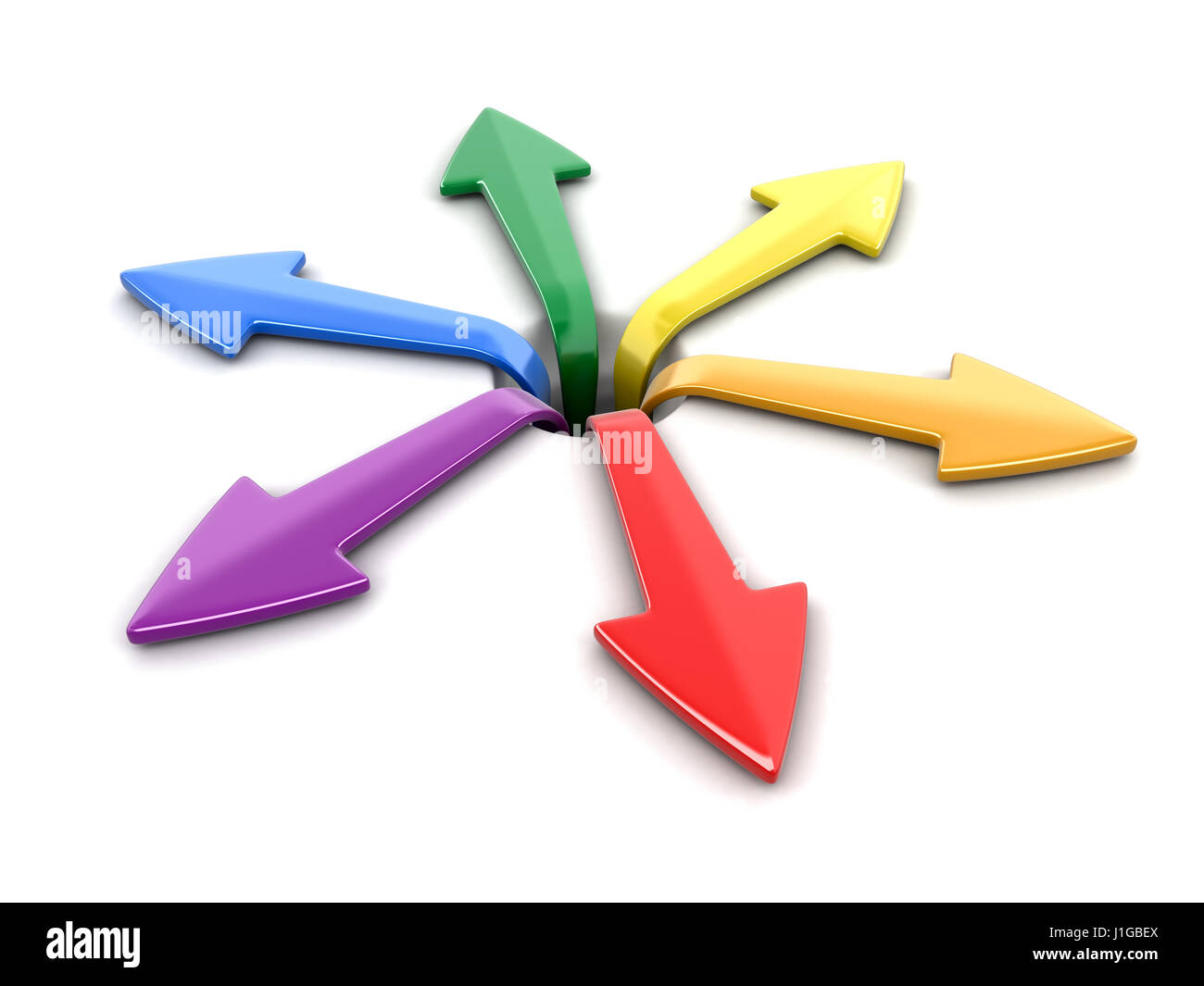 3d image of arrows in different directions. Image with clipping path