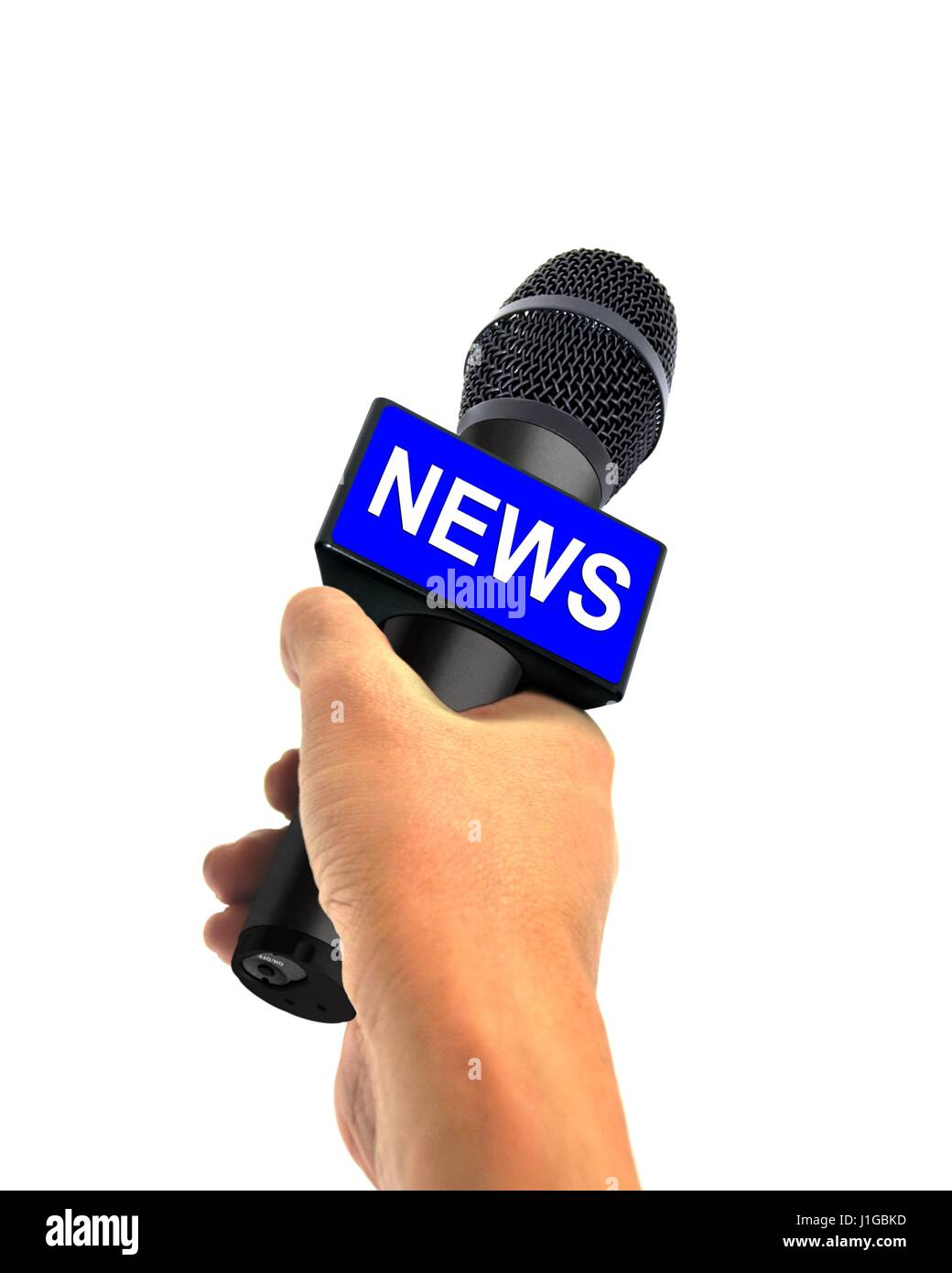 Hand Holding Wireless News Microphone Stock Photo Alamy
