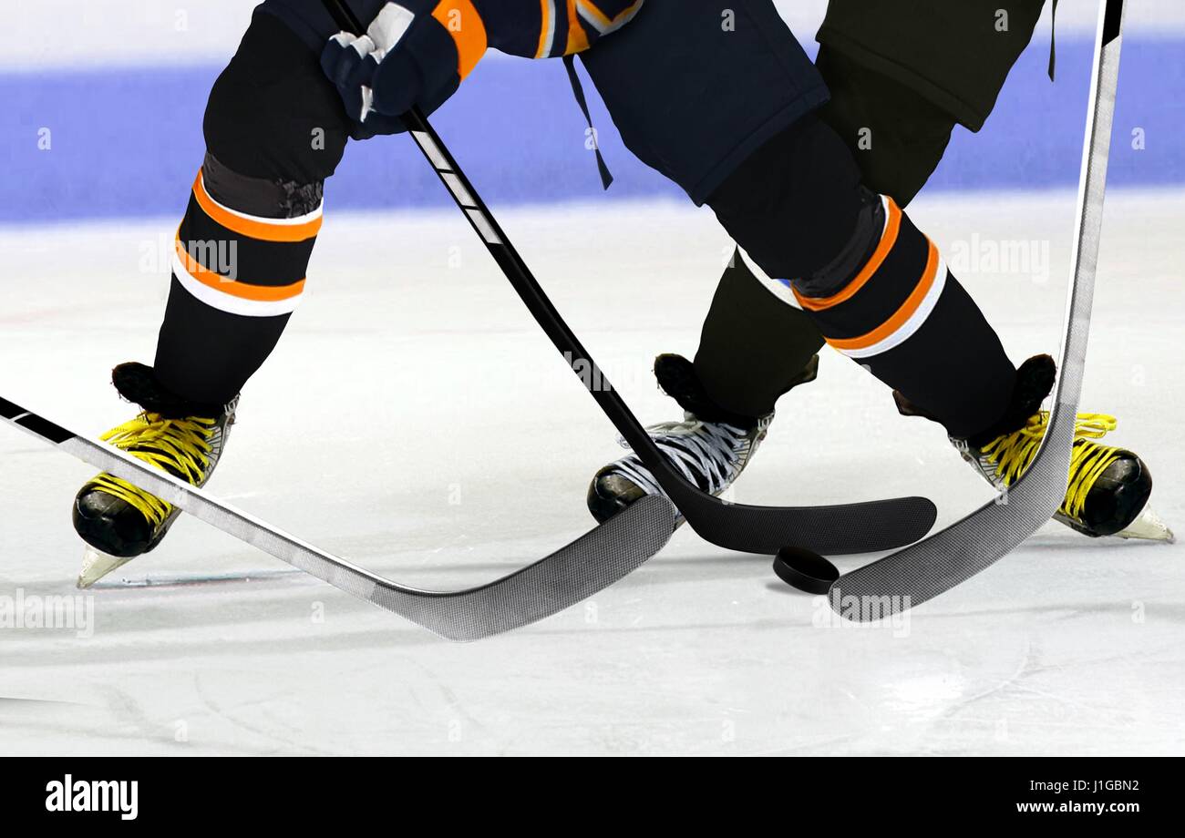 Ice Hockey players on rink Stock Photo