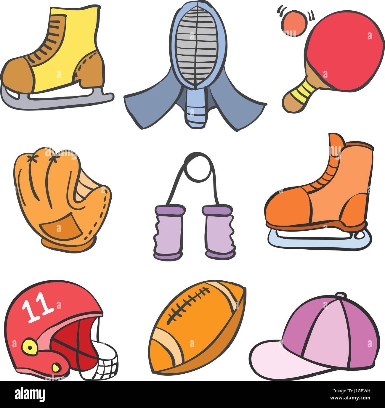Object sport equipment doodle style vector illustration Stock Vector ...