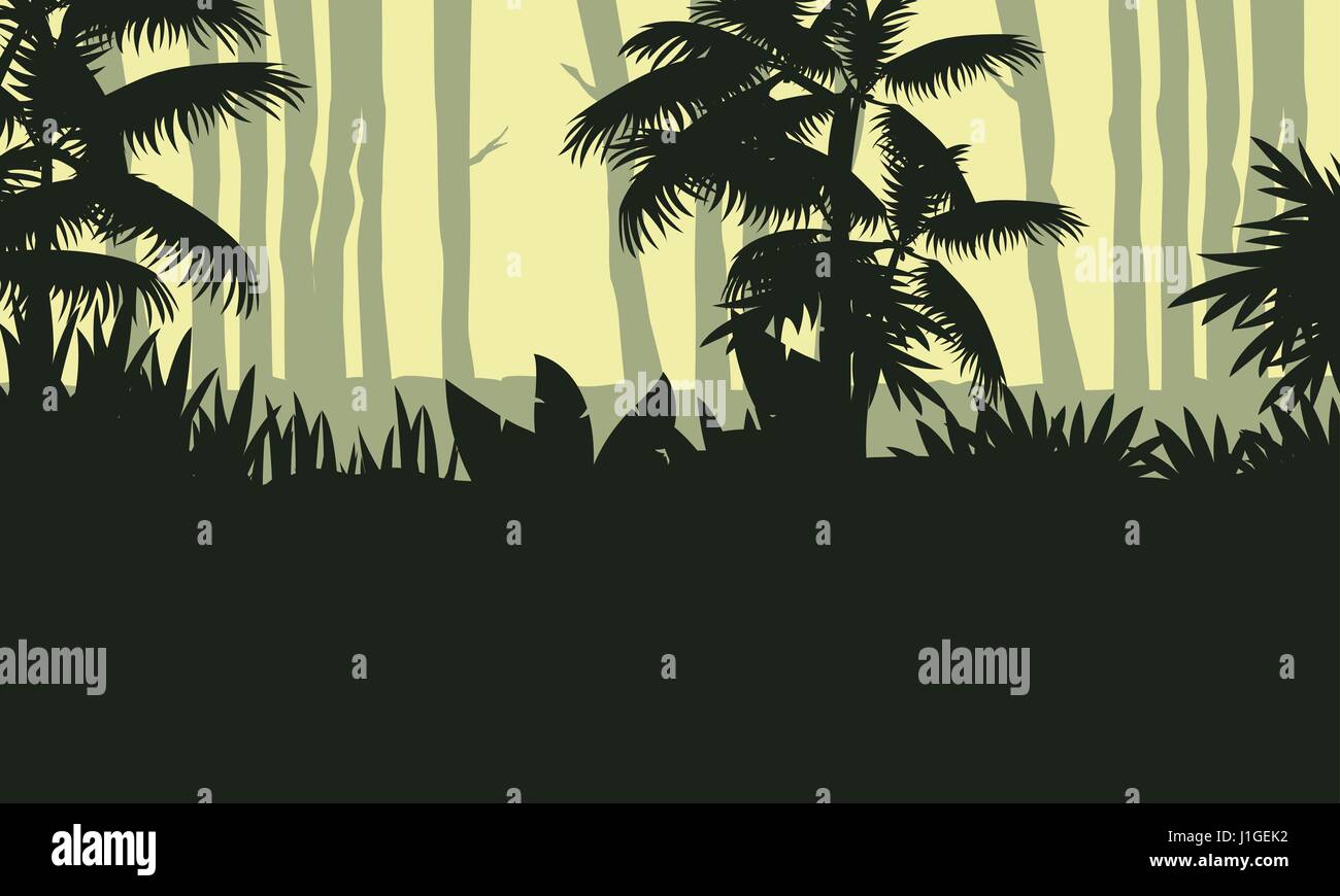 Landscape of jungle with tree silhouette Stock Vector Image & Art Alamy