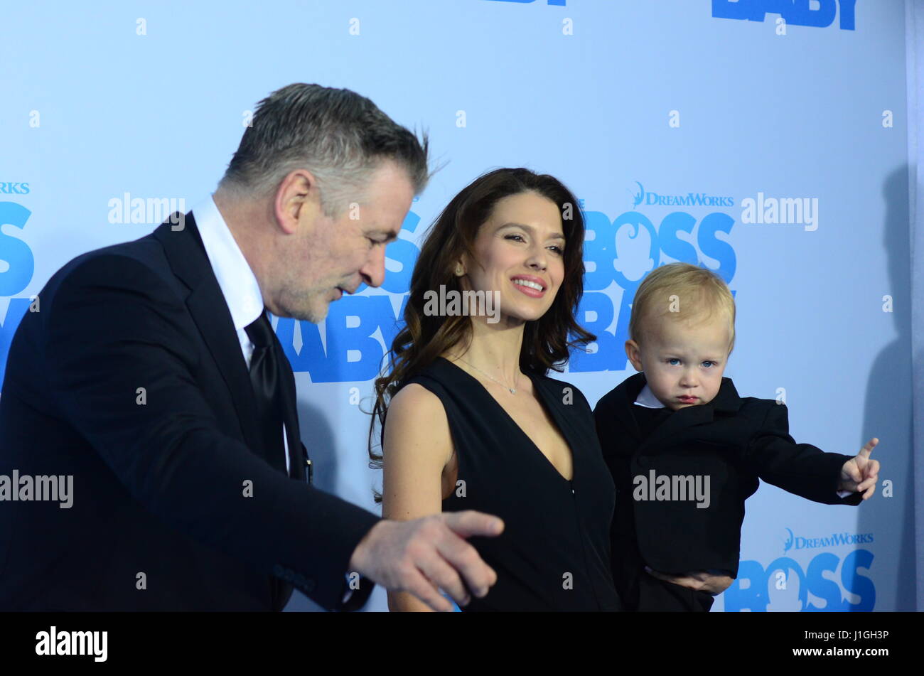 Alec Baldwin, Hilaria Baldwin and Rafael Thomas Baldwin attending the