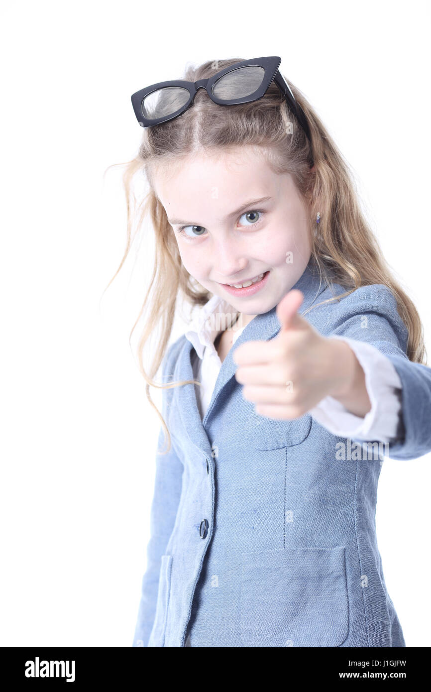 School girl with thumbs up Stock Photo - Alamy