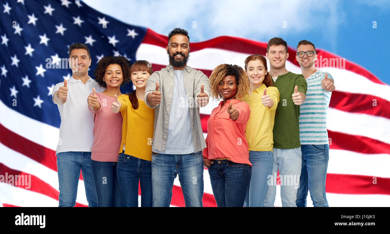 international group of people showing thumbs up Stock Photo - Alamy