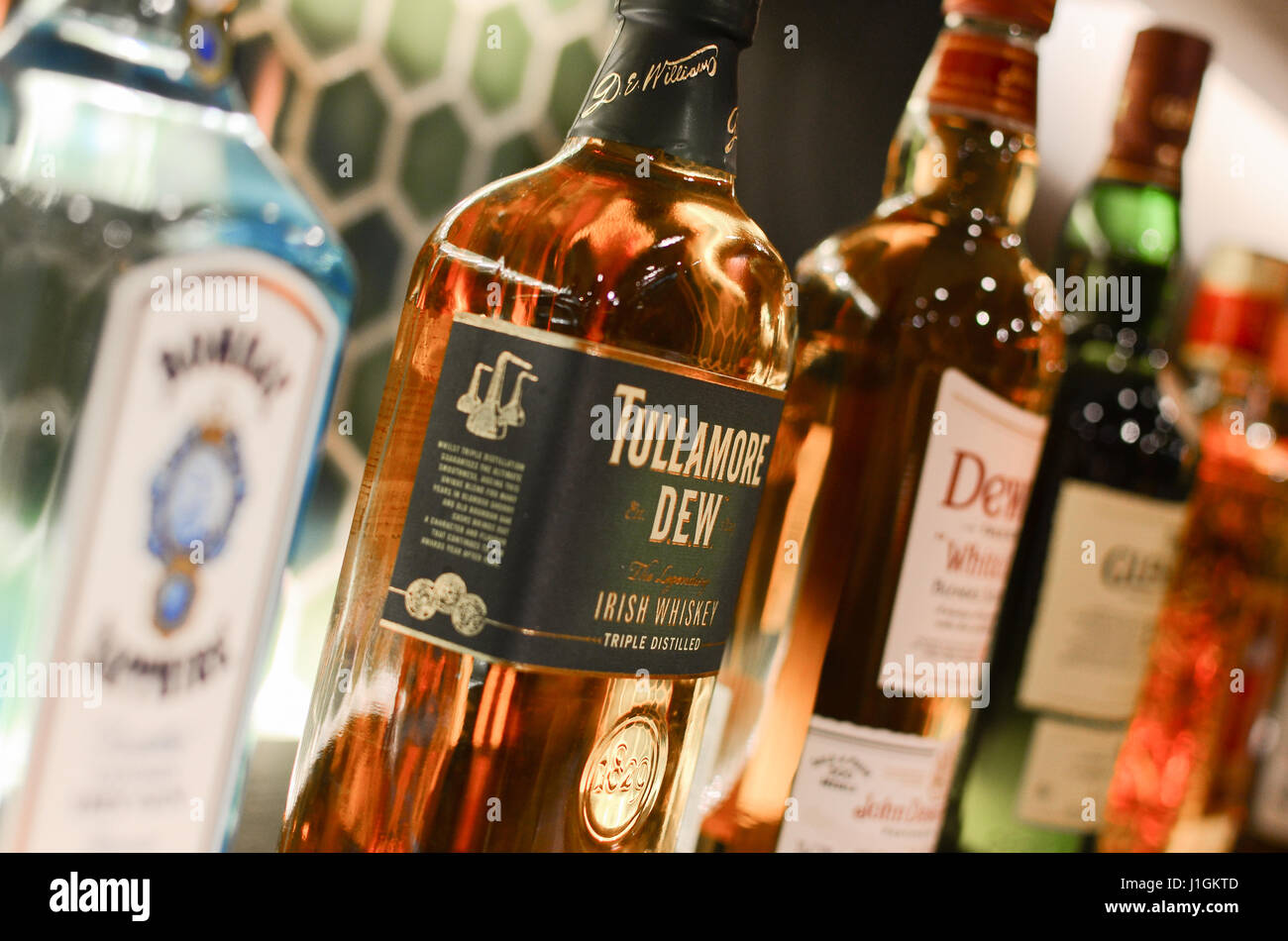 Tullamore D.E.W., a triple distilled, triple blend Irish whiskey Stock ...