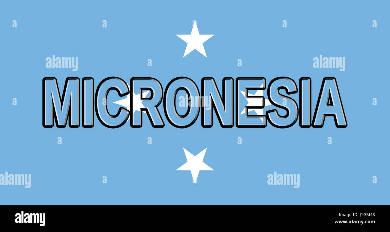 Illustration of the flag of Micronesia with the country written on the flag Stock Photo