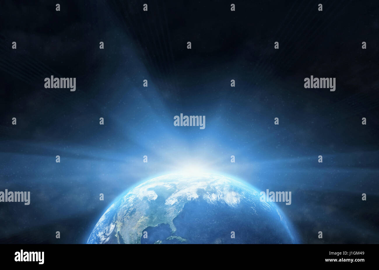 Earth planet with sunrise Stock Photo - Alamy