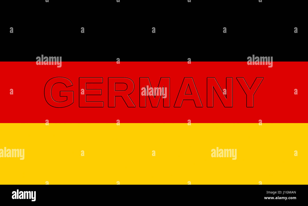 Illustration of the national flag of  Germany with the word Germany  on the flag Stock Photo