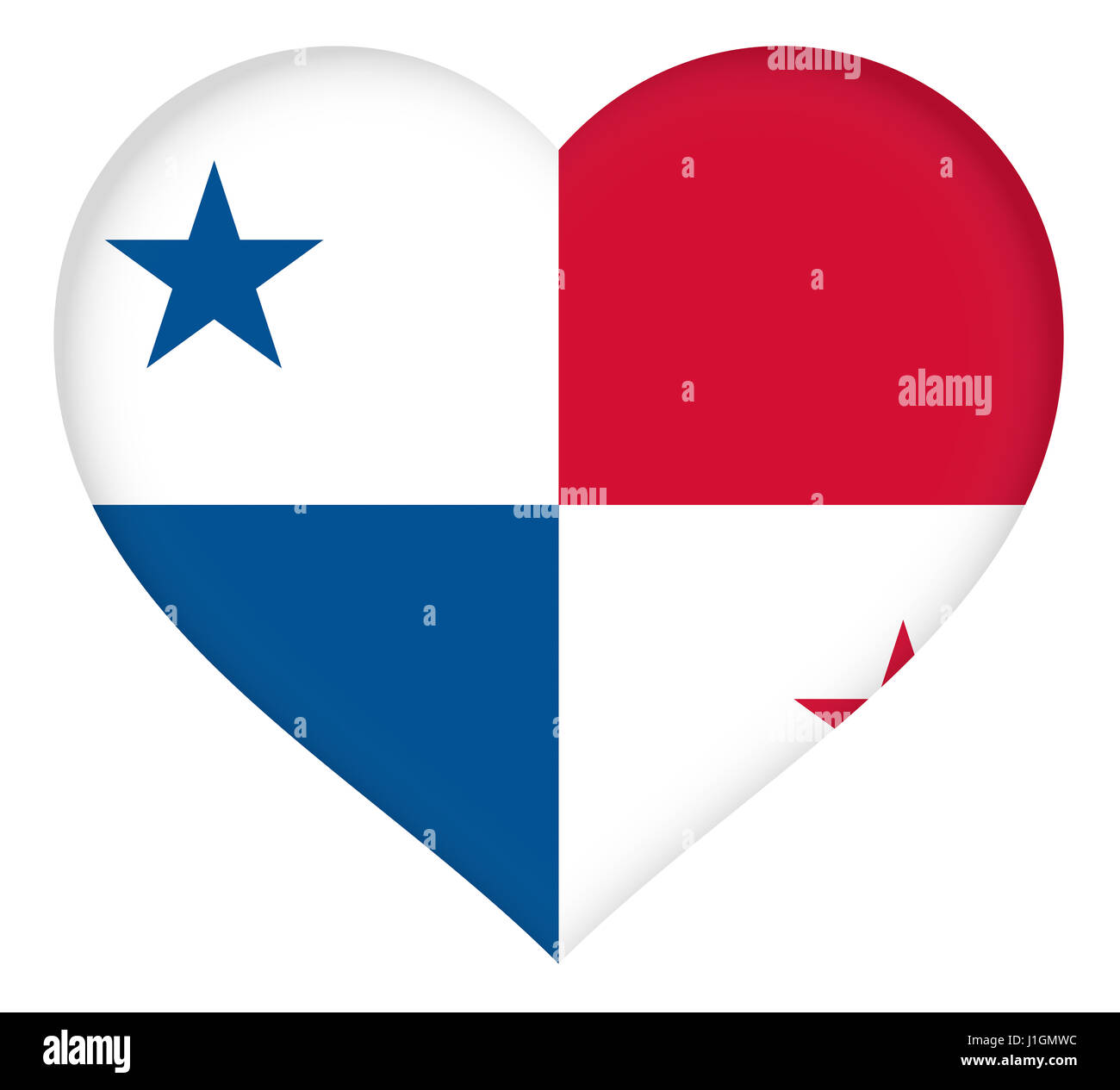 Illustration of the flag of Panama shaped like a heart Stock Photo