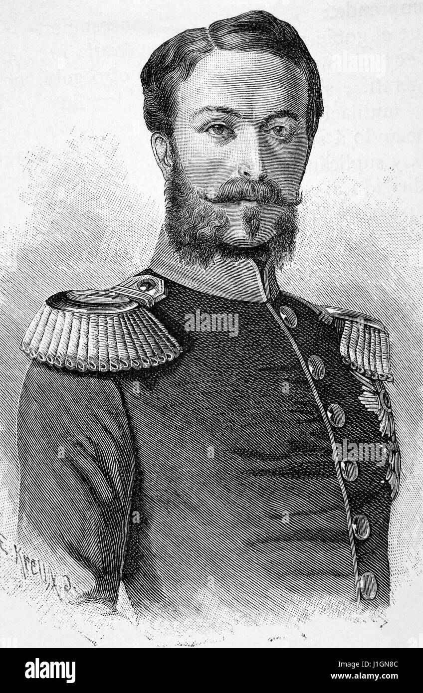 Frederick I (1826-1907). Grand Duke of Baden (1856-1907). Portrait. Engraving by E. Krell. 'Historia Universal', 1881. Stock Photo