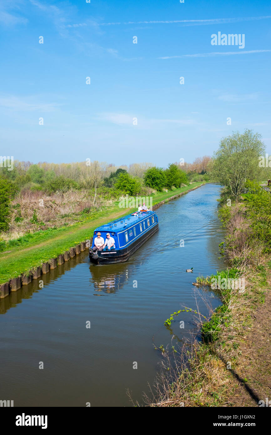 Narrowboat on the Trent and Mersey Canal in Cheshire UK Stock Photo