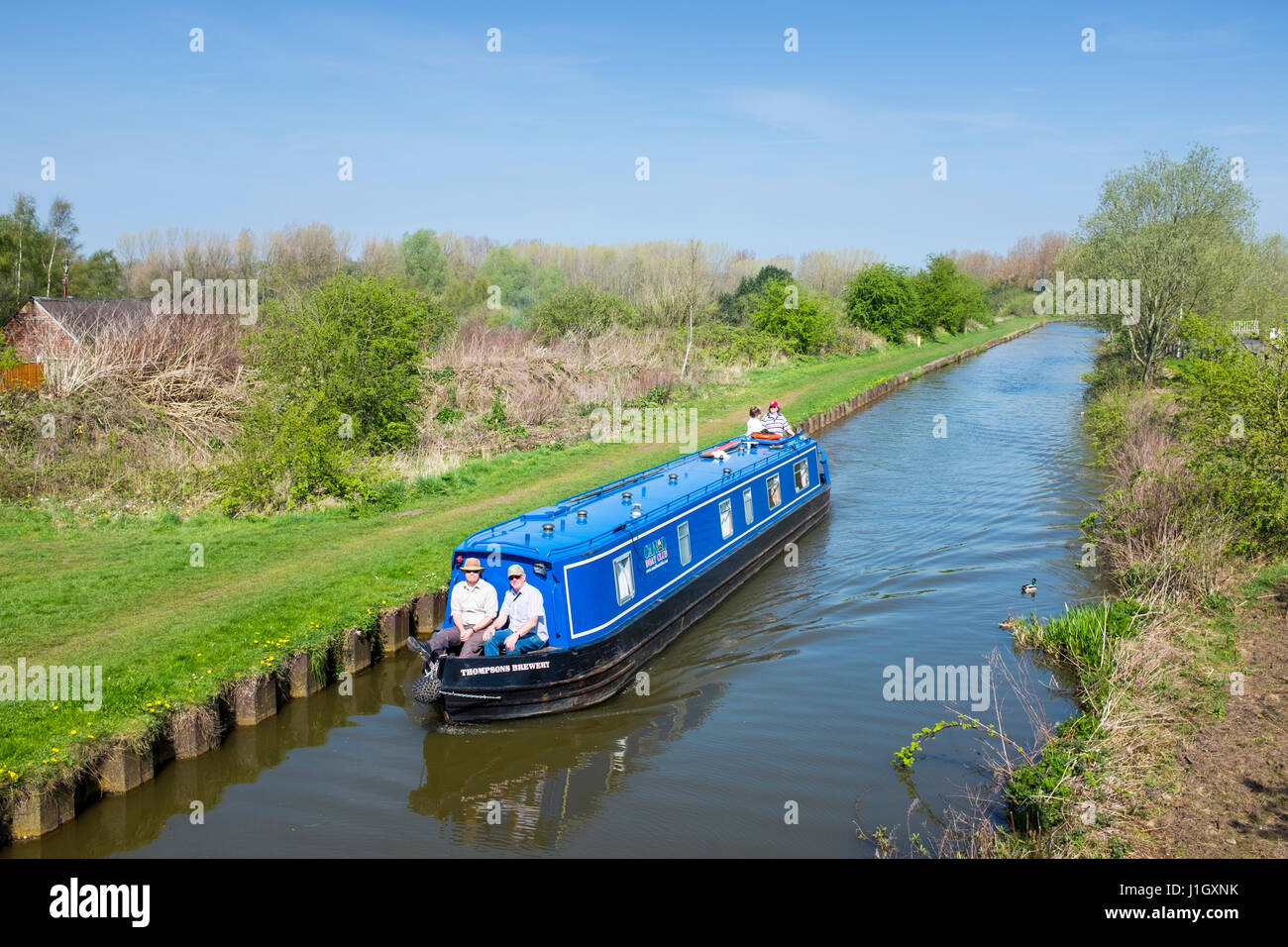 Narrowboat on the Trent and Mersey Canal in Cheshire UK Stock Photo