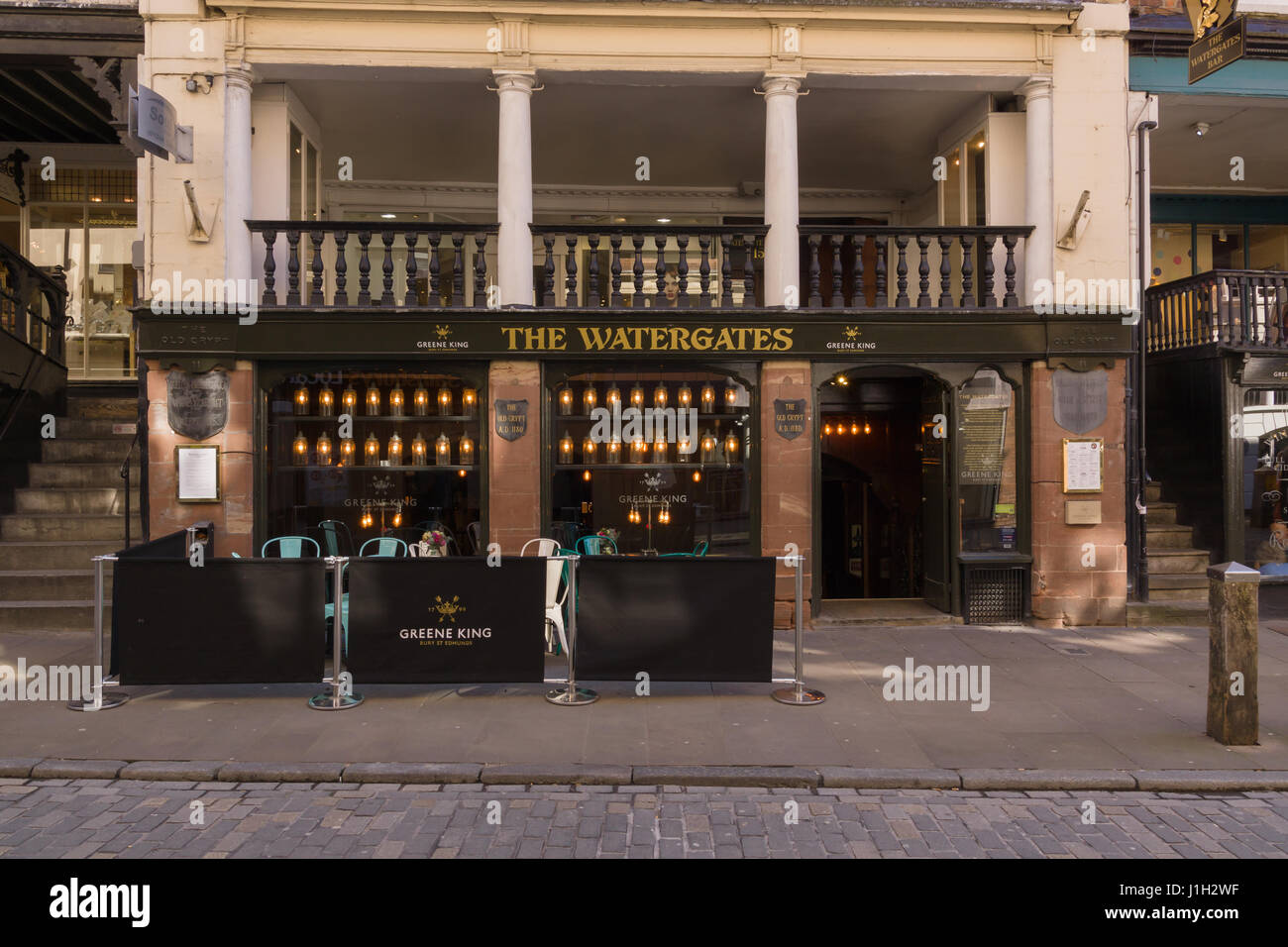 The Watergates a fine example of an undercroft a crypt like medieval basement or cellar now used as a bar and restaurant Stock Photo