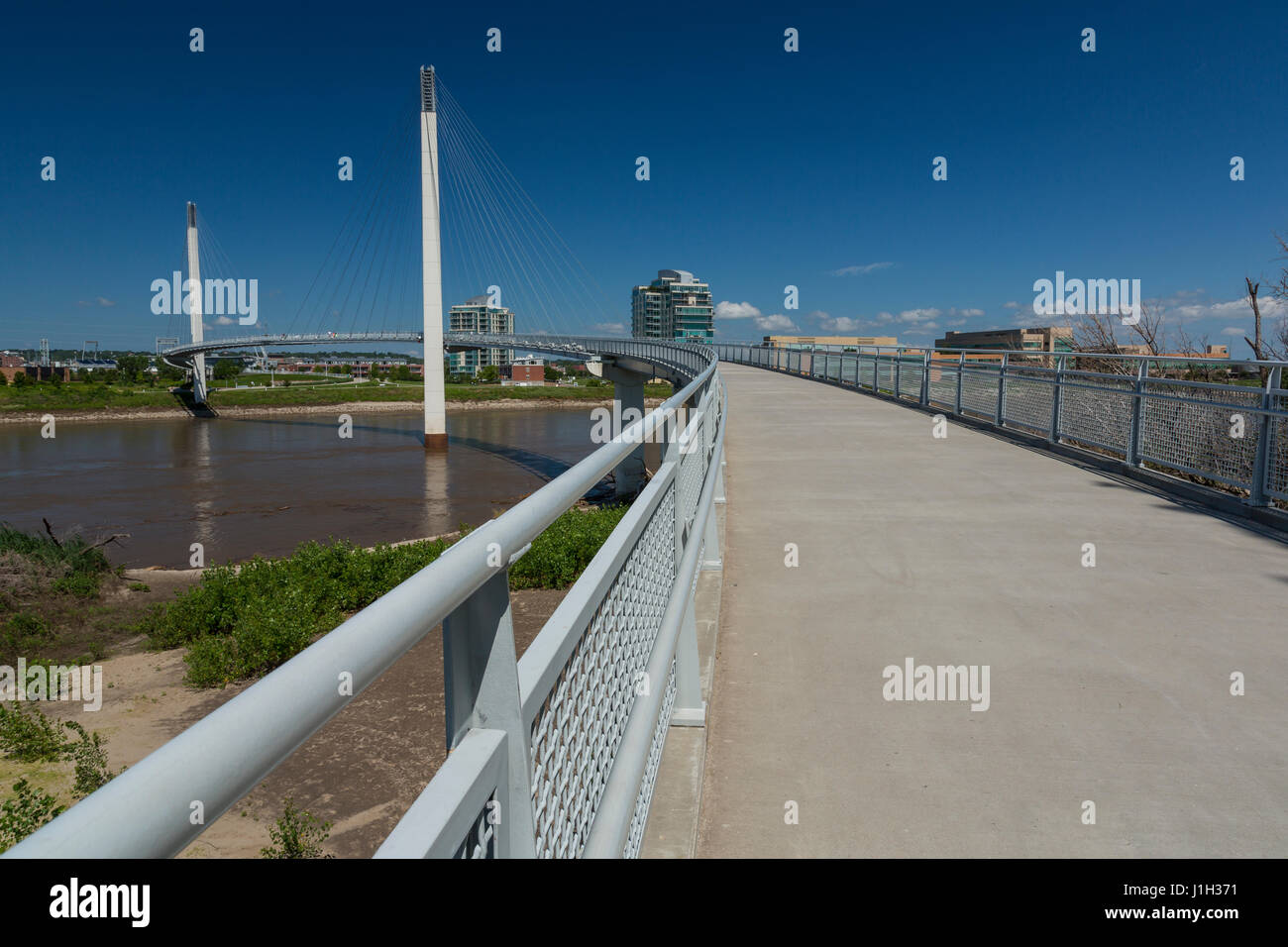 Footbridge Over Missouri River Stock Photo