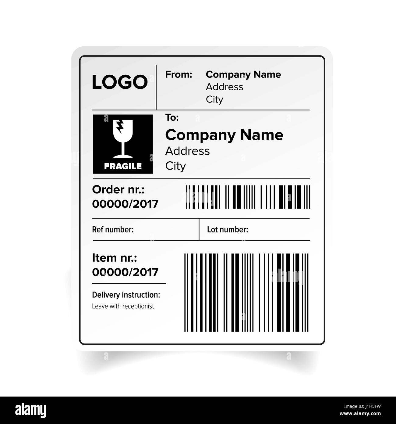 Shipping label template Stock Vector Image & Art - Alamy