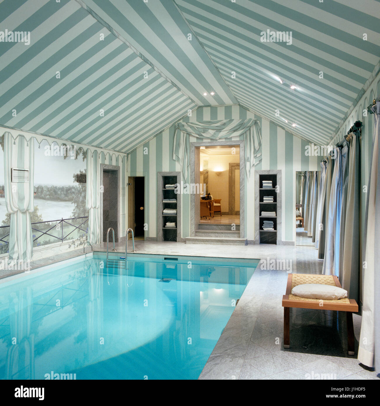 Indoor swimming pool with stripes Stock Photo Alamy