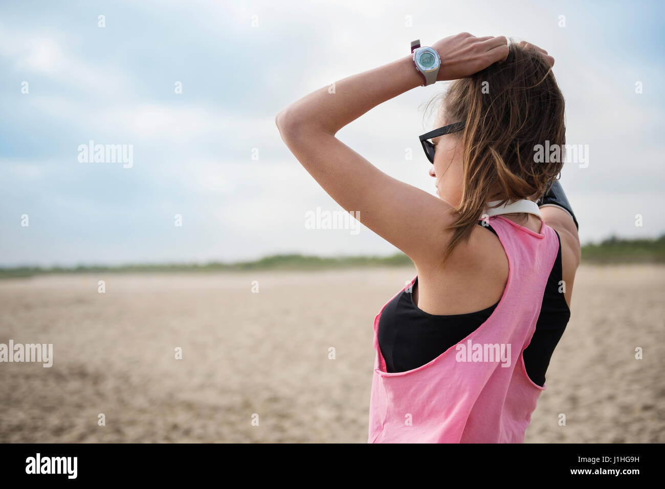The most comfortable hairstyle to run Stock Photo