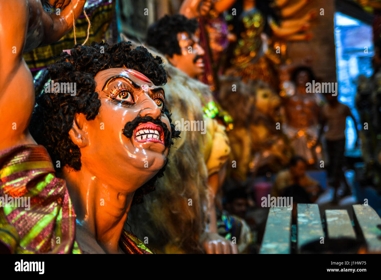 An image of Mahishasur at Kumartuli (Kumortuli), Kolkata, India Stock Photo