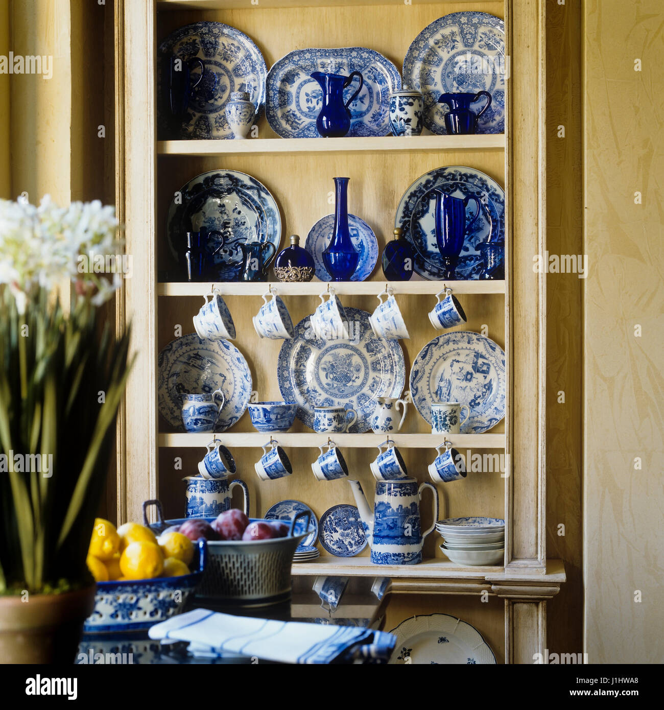 Shelf of antique tableware Stock Photo Alamy