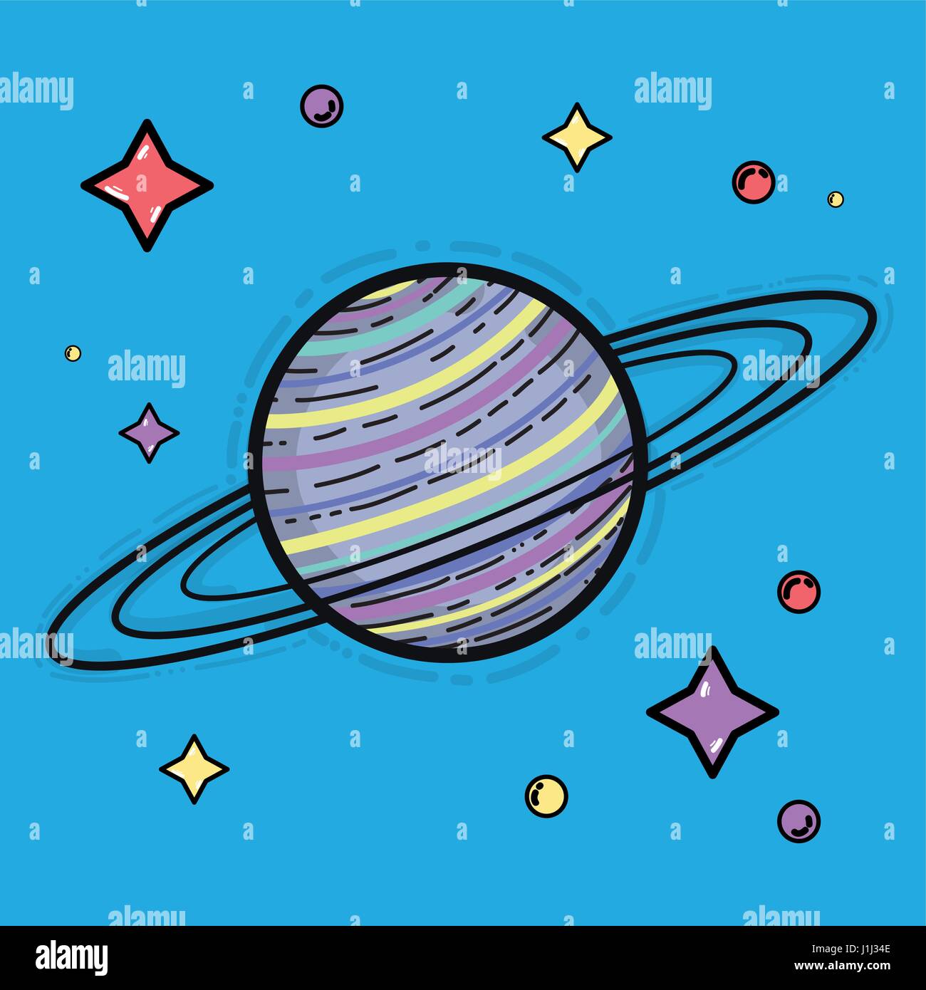 saturn planet in the space galaxy creation Stock Vector