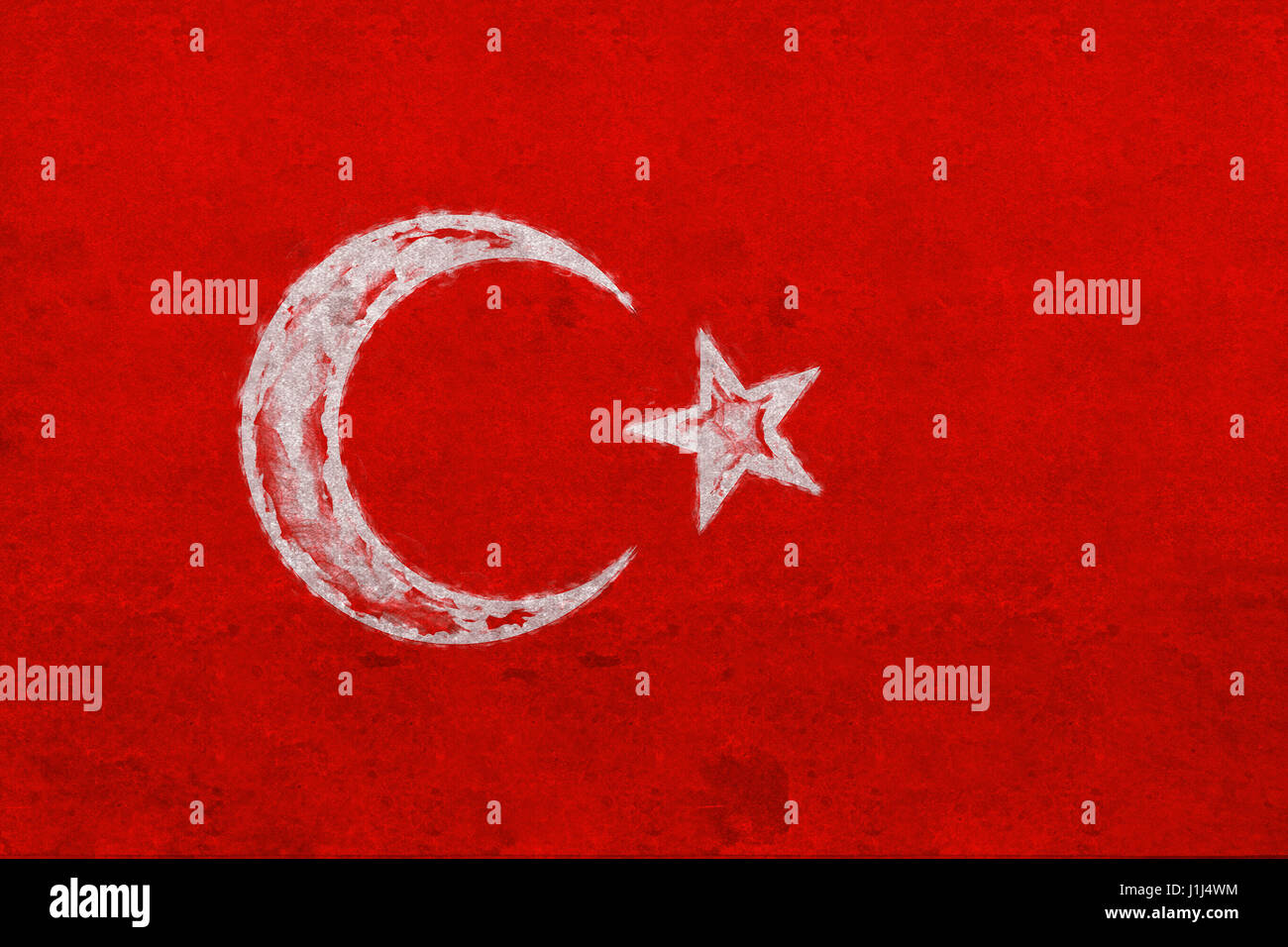 Illustration of the national flag of Turkey with a grunge look Stock Photo