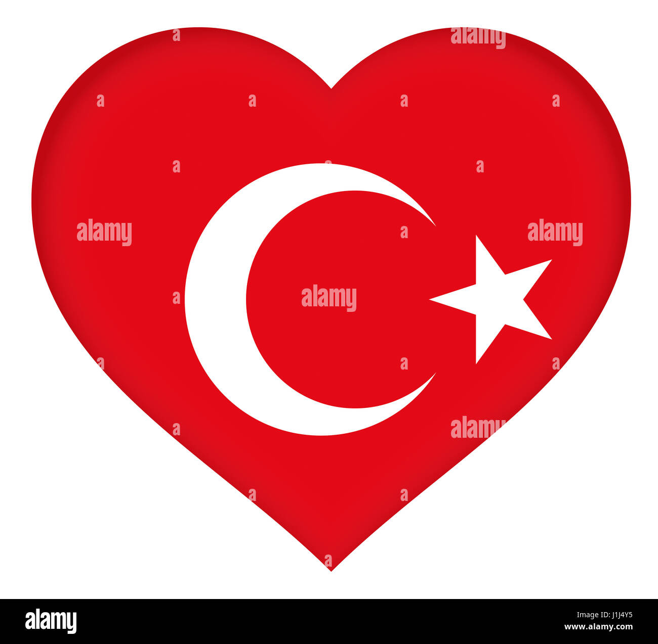Illustration of the national flag of Turkey shaped like a heart Stock Photo