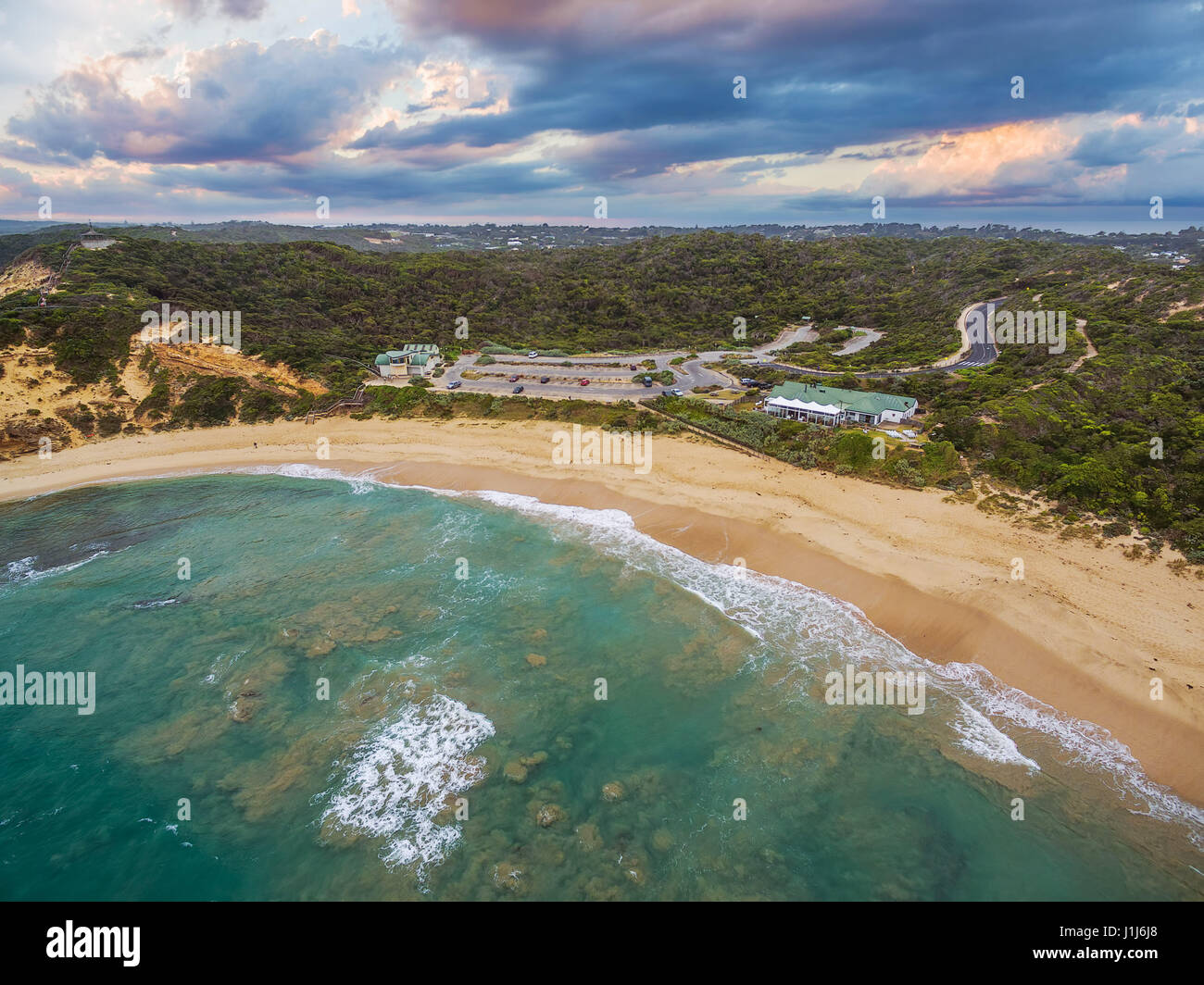 Aerial landscape of Sorrento Back beach and All Smiles wedding venue. Mornington Peninsula, Melbourne, Australia Stock Photo