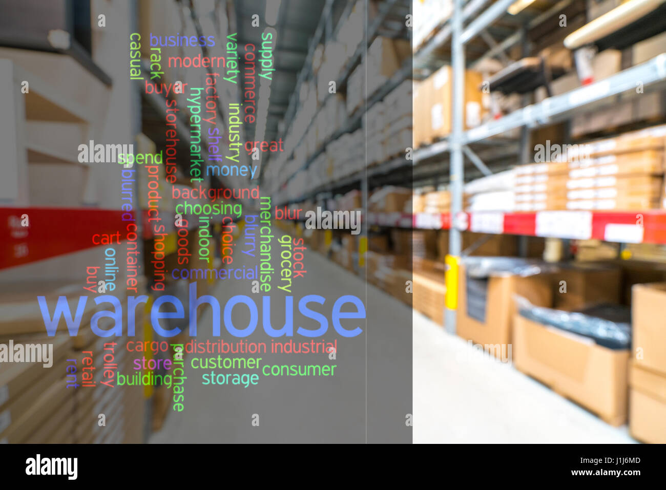 Warehouse or storehouse with blur background Stock Photo - Alamy
