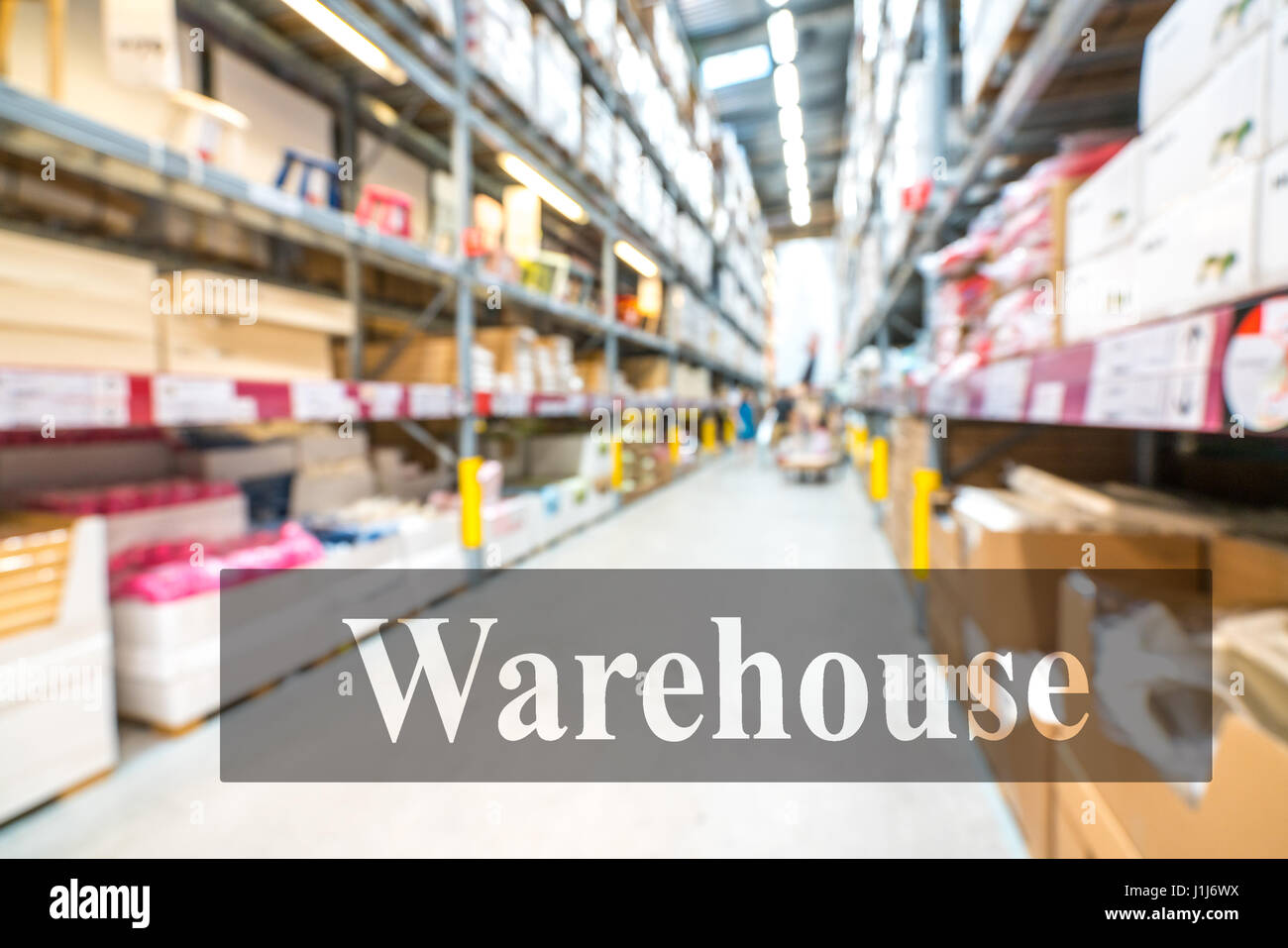 Warehouse or storehouse with blur background Stock Photo - Alamy
